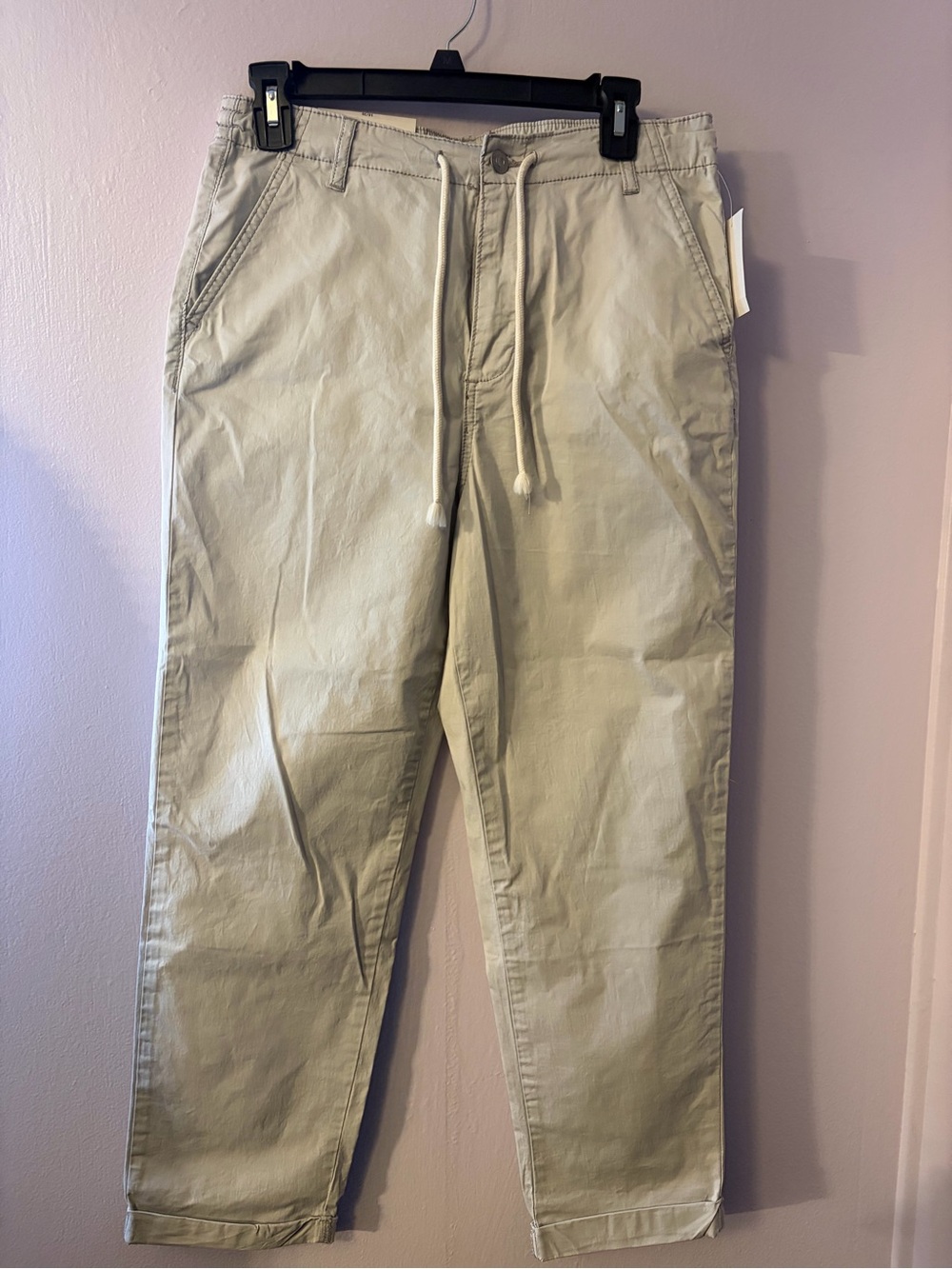 Women’s Kensie Cropped Drawstring Ankle Pants in Light gray